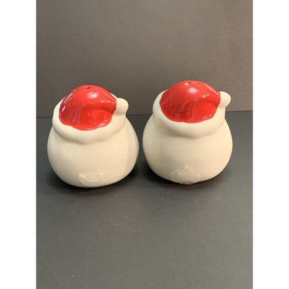 Peppermint Lane Smiling Santa Salt & Pepper Shakers Brown Red White Set of 2 - Picture 5 of 12